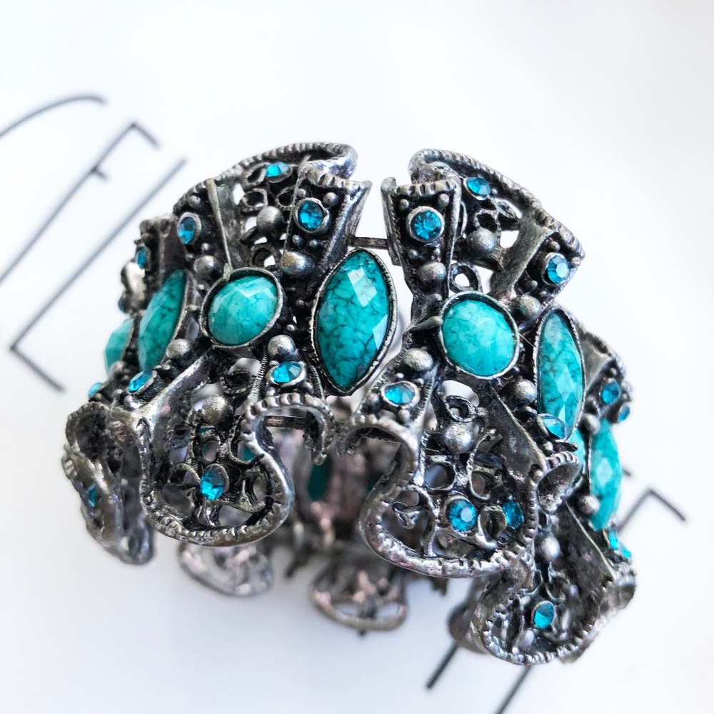 Turquoise Stone Cuff Bracelet